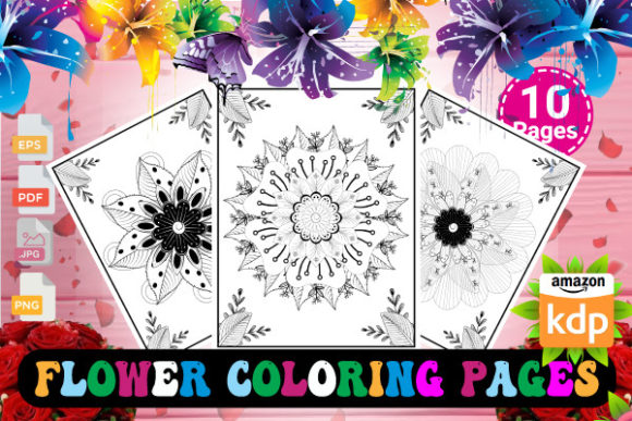 Flower Coloring Pages Girl Illustration Pages et livres de coloriage Par Design Shop