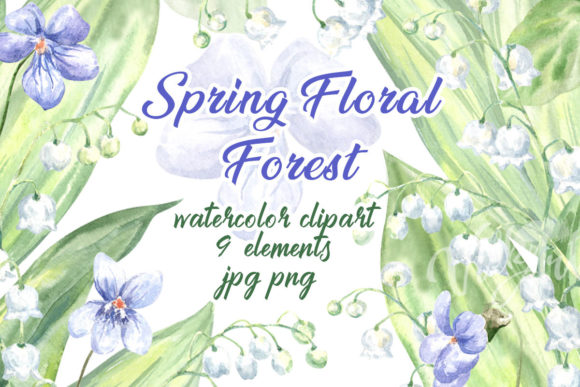 Spring Forest Flowers Watercolor Clipart Graphic Illustrations By vilkat