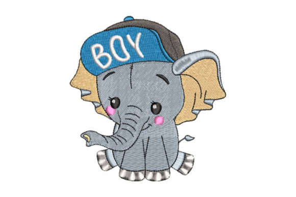Baby Elephant with Cap Baby Animals Embroidery Design By Embroiderypacks