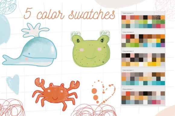 Cute Animals Color Palette Graphic Add-ons By LetsArtShop