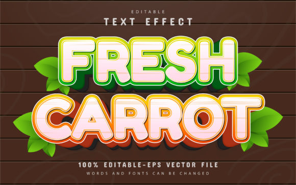 Fresh Carrot Cartoon Style Text Effect Gráfico Complementos Criativos Por aglonemadesign