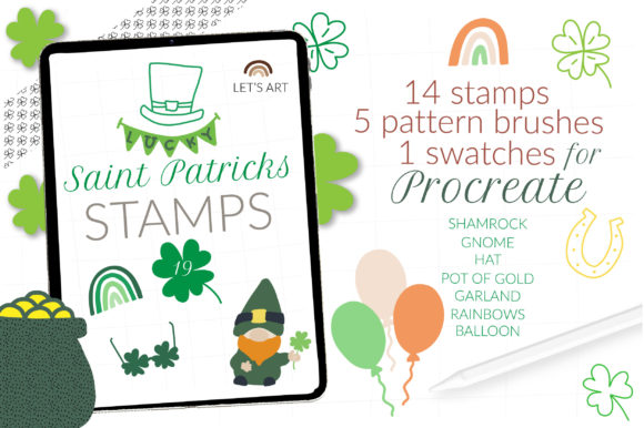 St Patricks Day Procreate Stamps Graphic Brushes By LetsArtShop