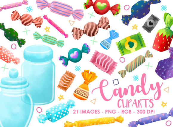 Sweet Candy Clipart Illutsrations Graphic Ilustrações para Impressão By ekaraksasa