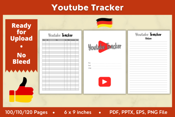 Youtube Tracker German KDP Interior 6x9 Graphic KDP Interiors By Deleya Design