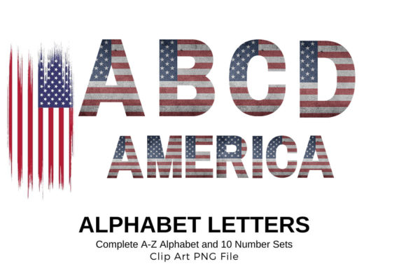 American Flag Alphabet Sublimation Font Gráfico Ilustraciones Imprimibles Por paepaeshop168