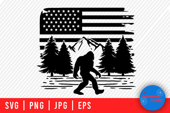 Bigfoot in the Forest American Flag Svg Graphic Crafts By Cocoon69 Store