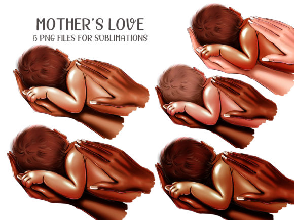 African American Baby and Mother's Hands Graphic Illustrations By Tiana Geo