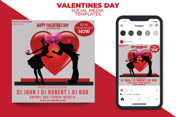 Valentines Day Party Templates Design Grafik Druck-Vorlagen Von atondri01