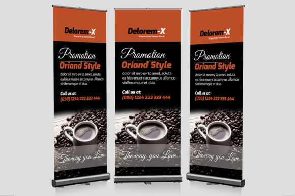 Coffee Café Roll Up Banner Graphic Print Templates By Leza Sam