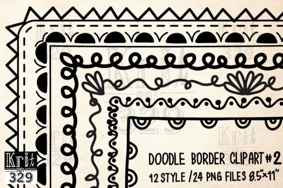 Doodle Border Frame 8.5x11 #2 Grafik Druck-Vorlagen Von Krit-Studio329