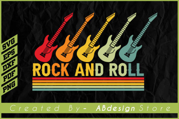 Rock and Roll - Guitar Design Graphic Print Templates By ABdesignStore