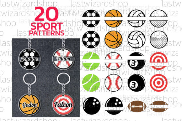 Sports Ball Bundle Keychain Svg, Keyring Graphic Crafts By Lastwizard Shop