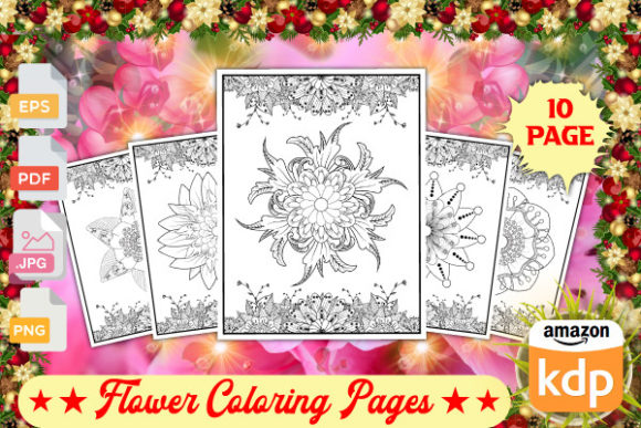 Coloring Pages Flower Images Gráfico Páginas y libros para colorear Por Design Shop