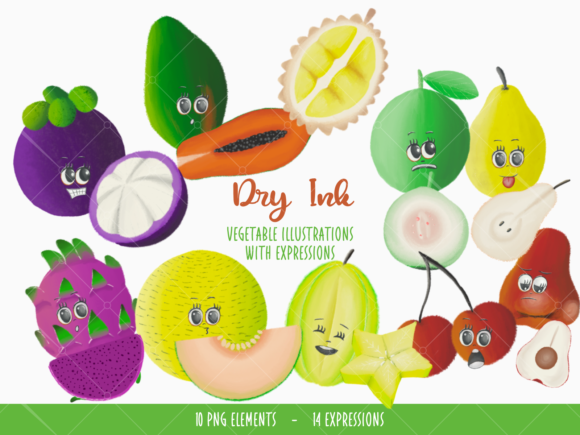 Dry Ink Fruit Illustrations Graphic Illustrations By nryntdw
