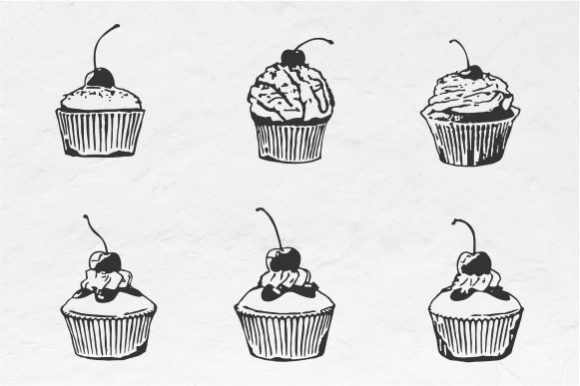 Cupcake's Vintage Illustration Vector Graphic Illustrations By Raw Materials Design