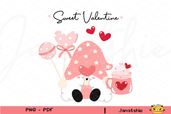Cute Romantic Valentine Gnome Love PNG Graphic Illustrations By Janatshie