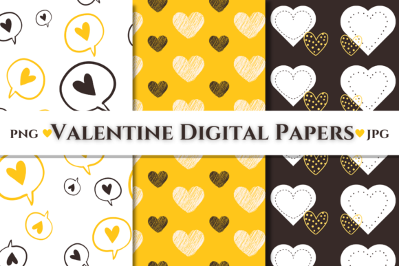 Yellow Valentine Hearts Pattern Graphic Patterns By designogenie