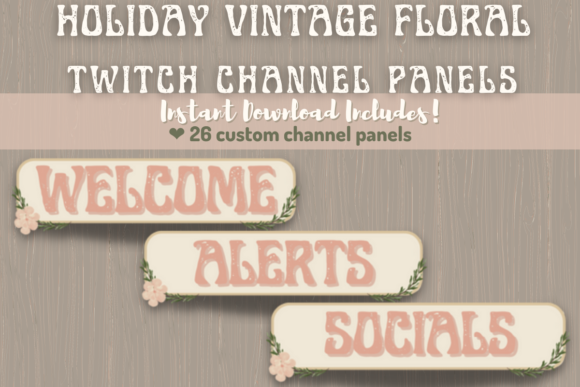 Holiday Vintage Twitch Channel Panels Illustration Kits UX et UI Par Tiffawa's Artisms