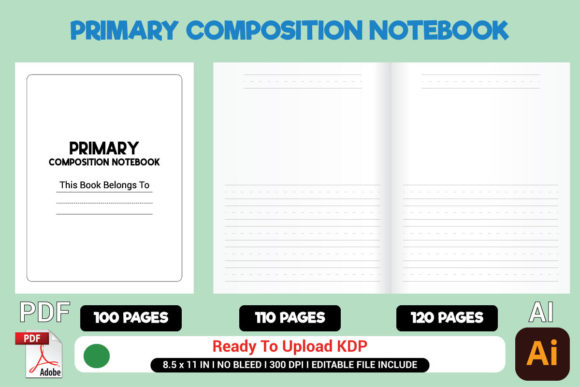 Primary Composition Notebook Graphic KDP Interiors By 2masudrana4