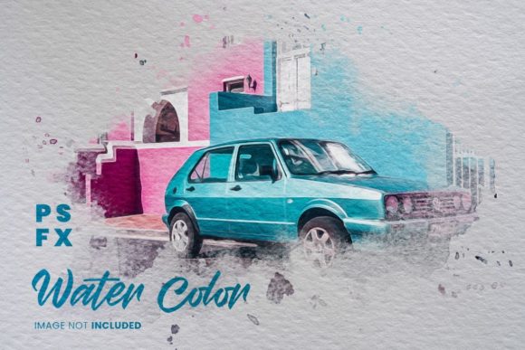 Watercolor Canvas Photo Effect Psd Graphic Actions & Presets By Wudel Mbois