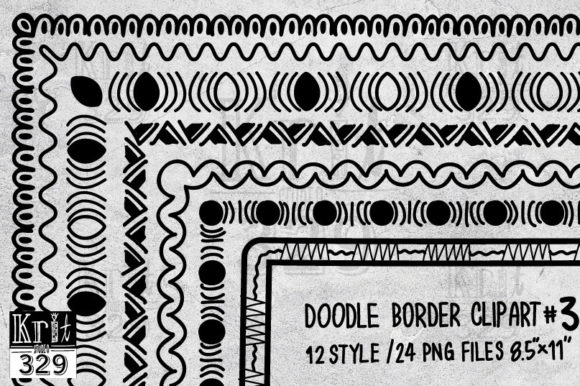 Doodle Border Frame Vol3 Grafik Druck-Vorlagen Von Krit-Studio329
