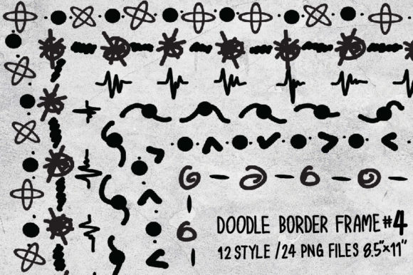 Hand Draw Doodle Border Frame 4 Grafik Druck-Vorlagen Von Krit-Studio329