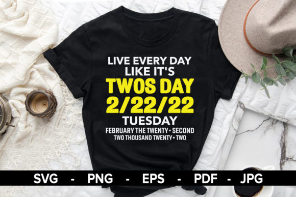 Happy Tows Day 2-22-22 T-Shirt Design Gráfico Plantillas de Impresión Por Podesigner