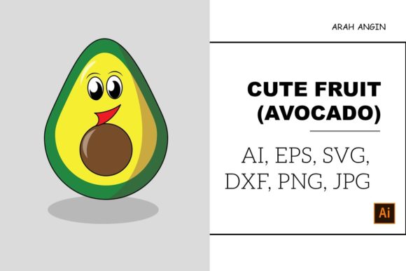 Cute Fruits - Avocado #6 Gráfico Ilustraciones Imprimibles Por studioarahangin