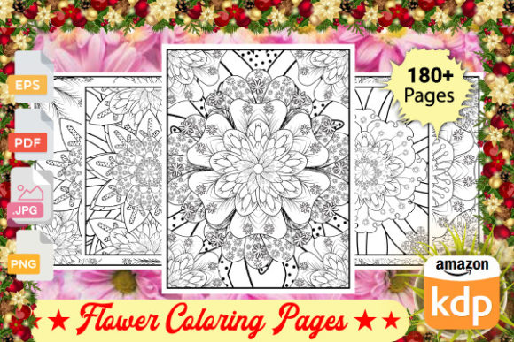 Flower Coloring Pages Bundle Graphic Coloring Pages & Books By Design Shop