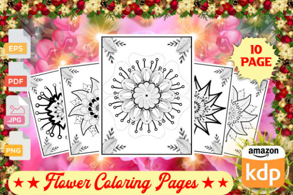 Easy to Print Flower Coloring Pages Gráfico Páginas y libros para colorear Por Design Shop