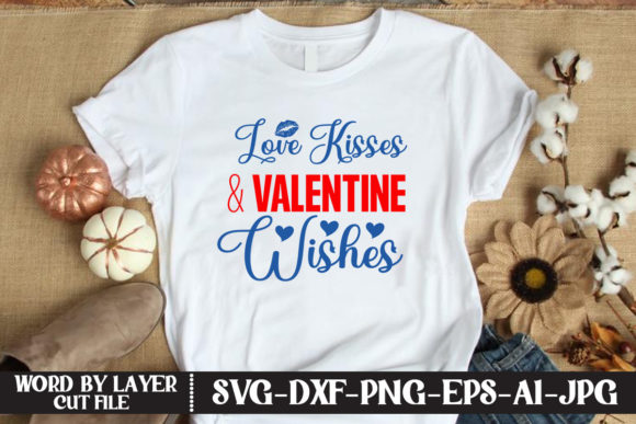Love Kisses and Valentine Wishes Illustration Designs de T-shirts Par KFCrafts