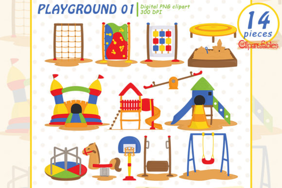PLAYGROUND Clipart, Playground Activity Gráfico Ilustrações para Impressão Por clipartfables