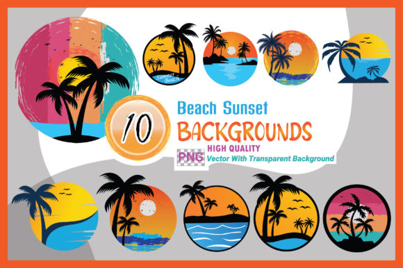 Sunset Beach Colorful Background Graphic Illustrations By i_am_ the_trend