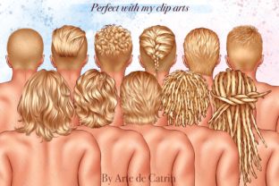 Mens Hairstyles Clipart, Hair Pack PNG Graphic Illustrations By Arte de Catrin 7