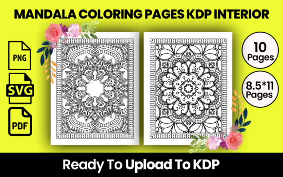 Mandala Coloring Pages Kdp Interior Grafika Wnętrza KDP Przez Razongraphics