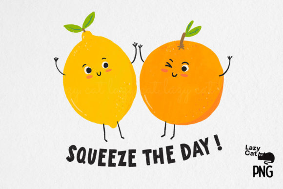 Squeeze , Cute Fruit Puns Clipart Graphic Crafts By Lazy Cat