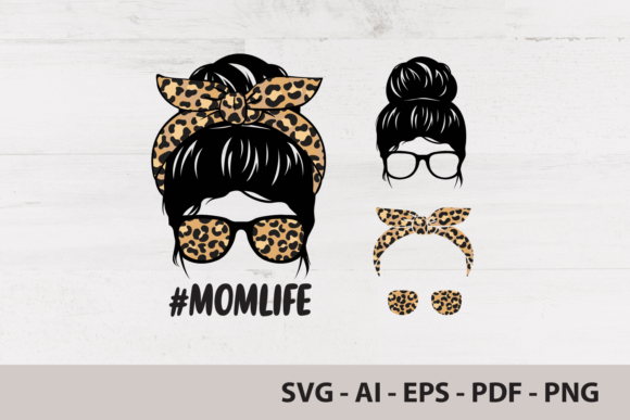 Mom Life Leopard SVG Bandana Hair Graphic Print Templates By Morning SVG