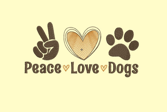 Peace Love Dogs Animal Quotes Embroidery Design By FlowerEmbroidery