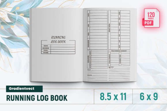 Running Log Book KDP Interior Graphic KDP Interiors By gradientvect