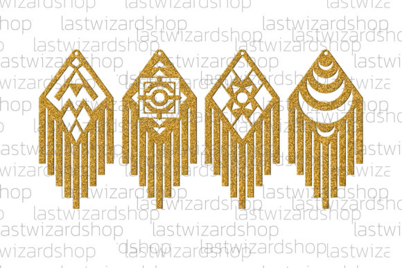 Fringe Geometric Earrings Svg, Mandala Graphic Crafts By Lastwizard Shop