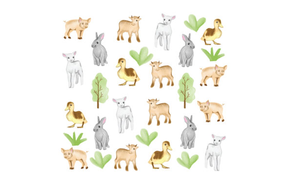 Watercolor Farm Animals Pattern Animals Craft Cut File By Creative Fabrica Crafts