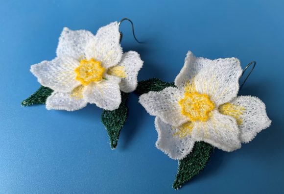 FSL Daffodil Earrings Accessories Embroidery Design By LaceArtDesigns