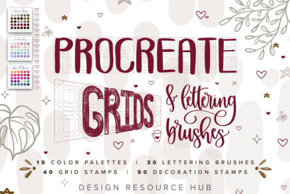 Procreate Lettering, Grid, & Texture Set Graphic Brushes By Design Resource Hub