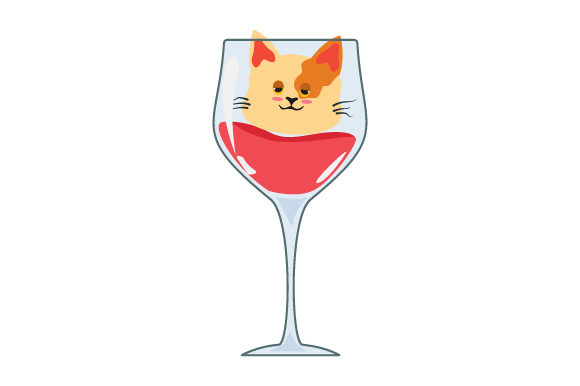 Glass of Wine with Cat Wine Craft Cut File By Creative Fabrica Crafts