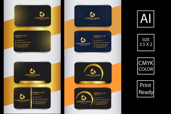 Golden Cool Business Card Template Grafika Szablony Graficzne Przez skprintingpress