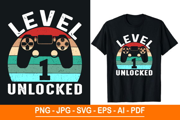 Level 1 Unlocked Grafik Druck-Vorlagen Von T-Shirt Design World