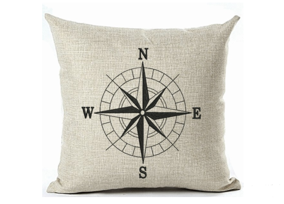 Compass Casa y Hogar Diseño de Bordado Por Reading Pillows Designs