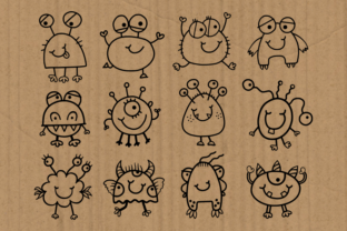 Cute Child Like Doodle Little Monsters Gráfico Ilustrações para Impressão Por Prawny 3