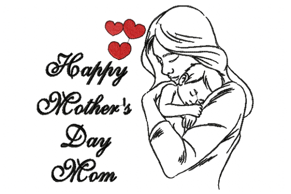 Happy Mother's Day Mom Mother's Day Embroidery Design By Reading Pillows Designs
