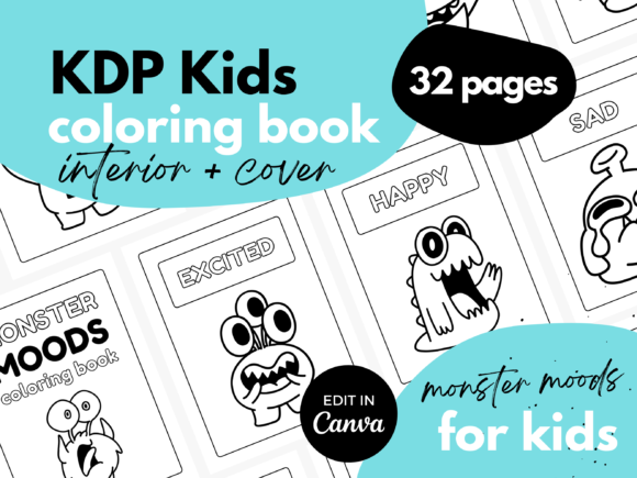 Kids Coloring Book and Cover Template Graphic KDP Interiors By Mel Kelly Designs